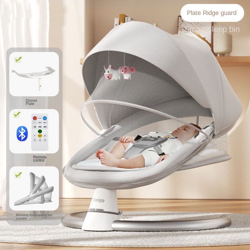 Baby Swing Bouncer - ベビー電動ロッキングチェア新生児快適調整可能音楽タイマー付き電動ゆりかごベッド（0〜2歳新生児向け）