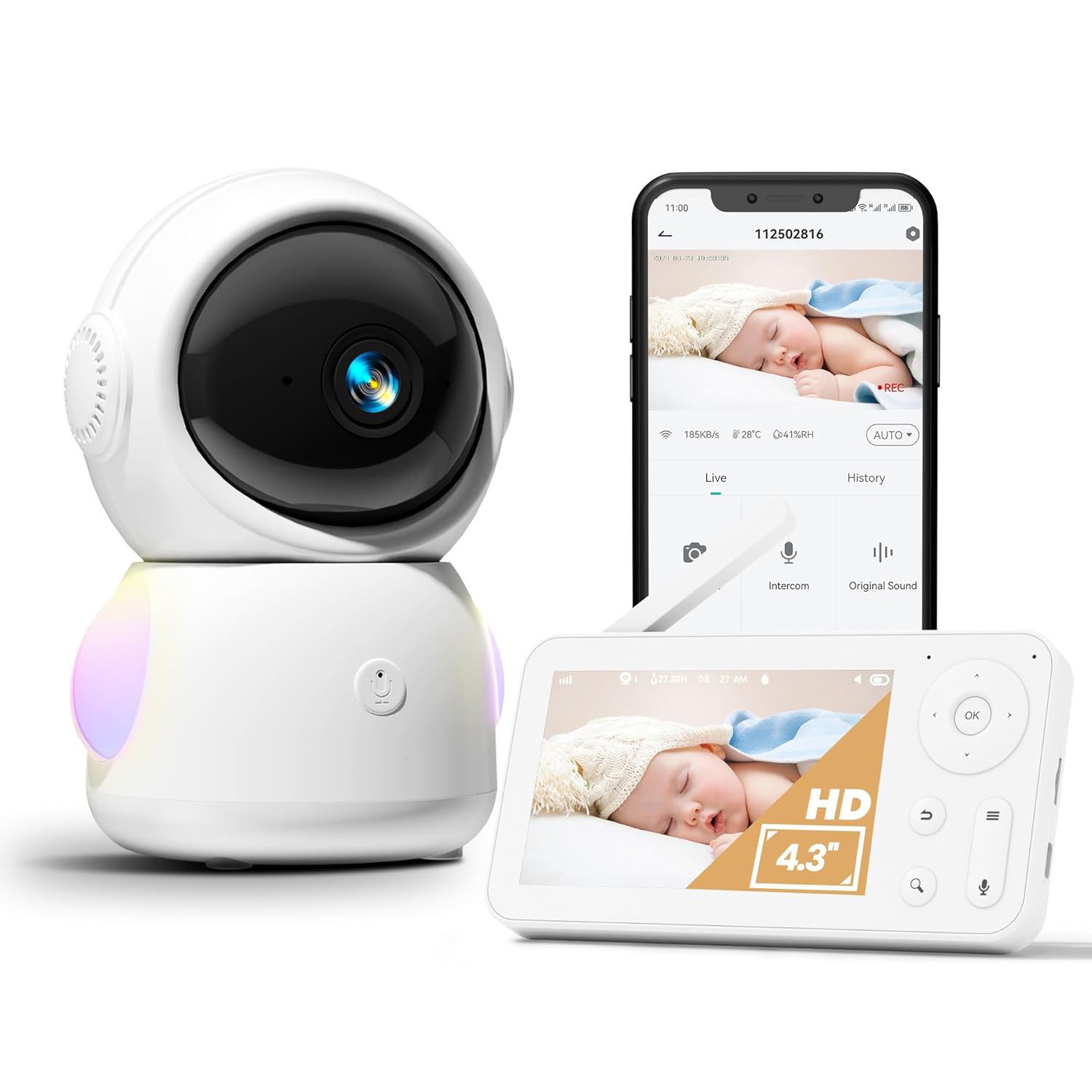Wireless Baby Monitor - 4.3インチ画面 2MP 1080P フルカラー インターホン WIFI