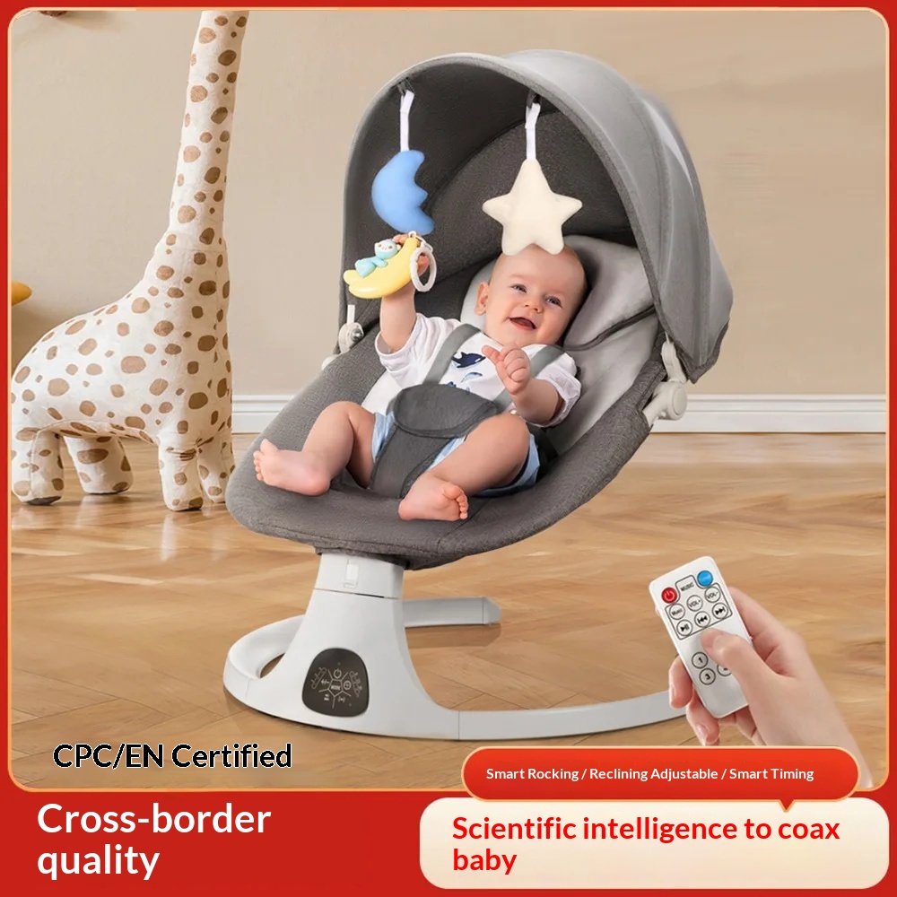 Baby Swing Bouncer - 電動ベビーロッキングチェア（おもちゃ＆リモコン付き）新生児用ポータブルスイングチェア（0〜15ヶ月）