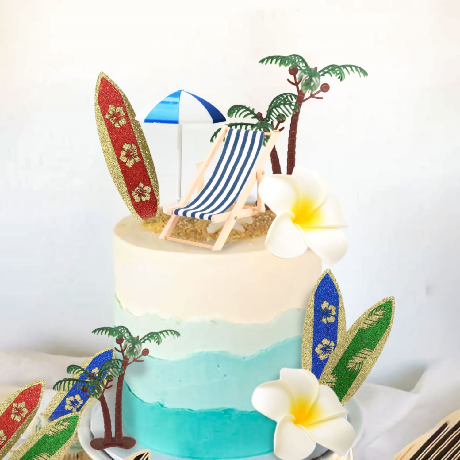 Baby Products For Summer - LaVenty サーフボード サマービーチ サーフ 誕生日ケーキデコレーショントッパー 水泳ビーチパーティー