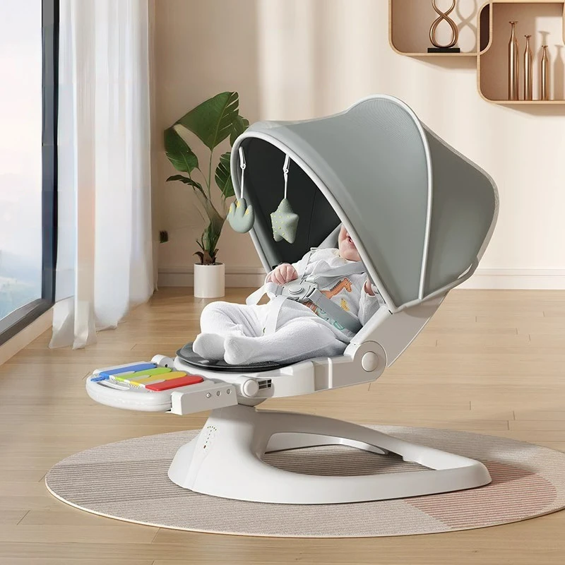Baby Swing Bouncer - ピアノキー電動ロッキングチェア 赤ちゃん用 Bluetooth音楽コンフォートベビーベッド 0～3歳 電動ベビークレードルベッド ベビーバウンサー