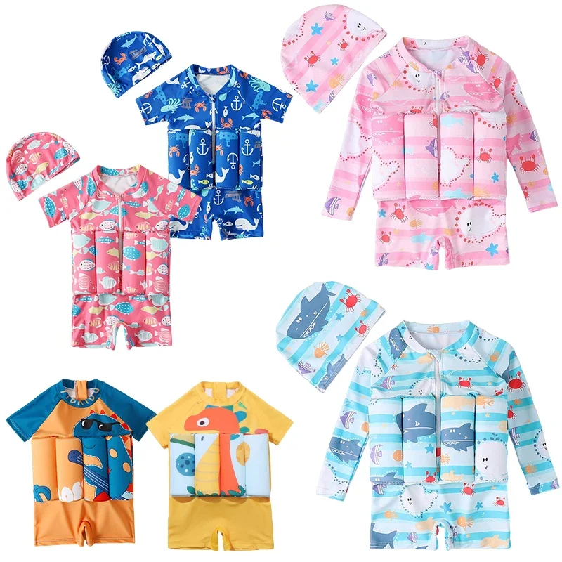 Baby Swimming Floater - 子供用漫画プリント水着、浮力水着、フローティングラッシュガード、男の子と女の子用の水着、水着、子供用水着、1個