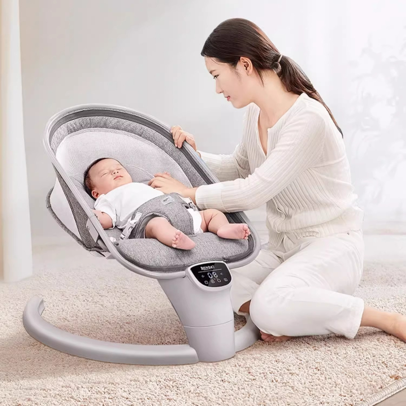 Baby Swing Bouncer - 乳幼児用ベビーブランコ | 電動ベビーバウンサー、新生児用ポータブルベビーロッカー、早期教育音楽、8段階の揺れ速度