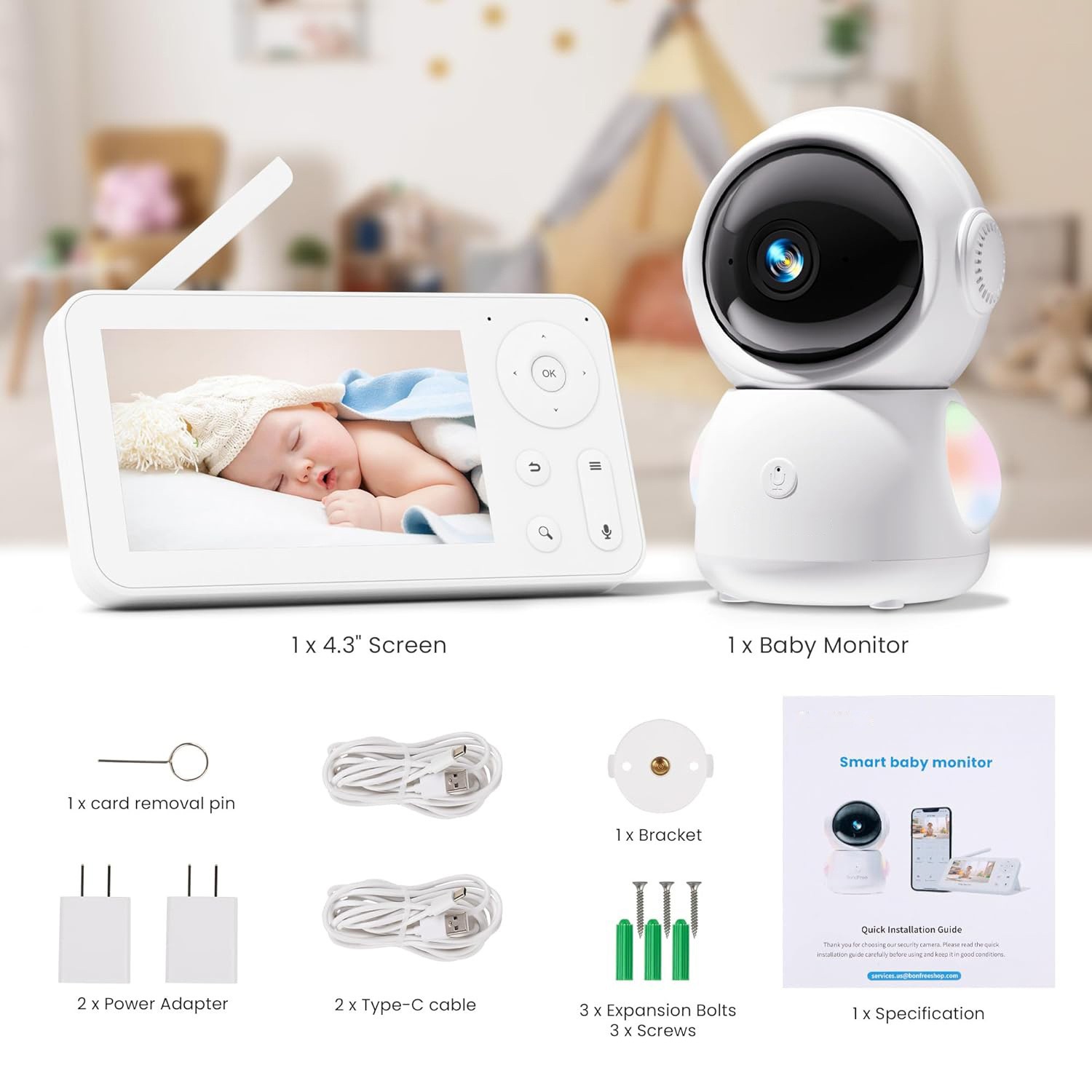 4.3インチ画面 2MP 1080P フルカラー インターホ - Wireless Baby Monitor のレビューと価格