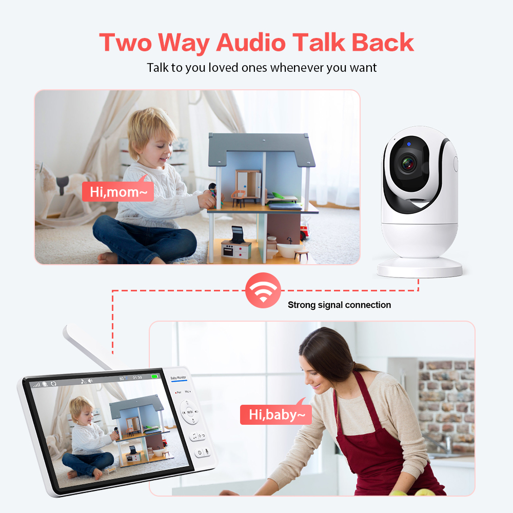 ビデオベビーモニター 7 インチ 1080P HD 大型ディ - Baby Monitor Sensor のレビューと価格