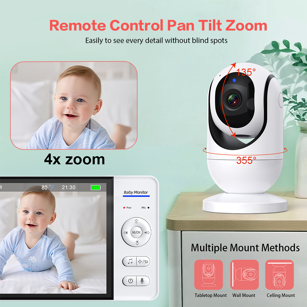 ビデオベビーモニター 7 インチ 1080P HD 大型ディ - Baby Monitor Sensor のレビューと価格
