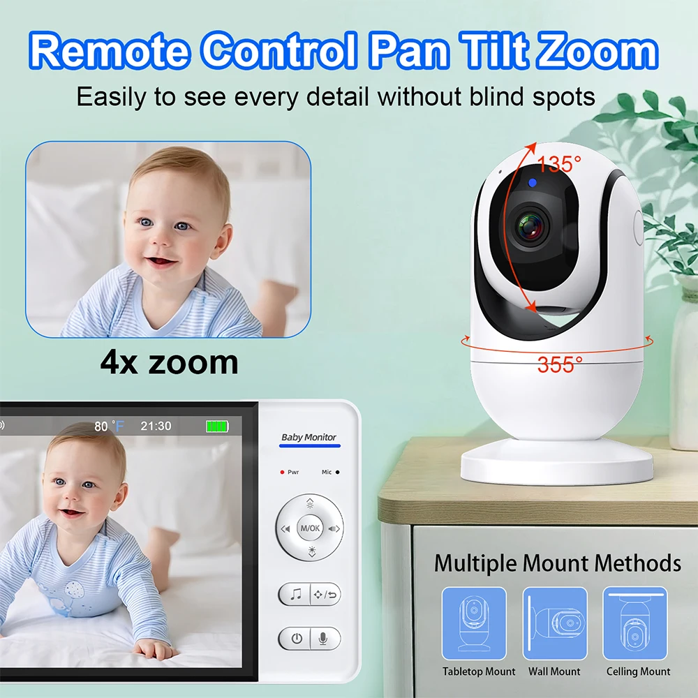 WiFiなし 7インチ ベビーモニター 双方向音声 ナイトビ - Baby Monitor Sensor のレビューと価格