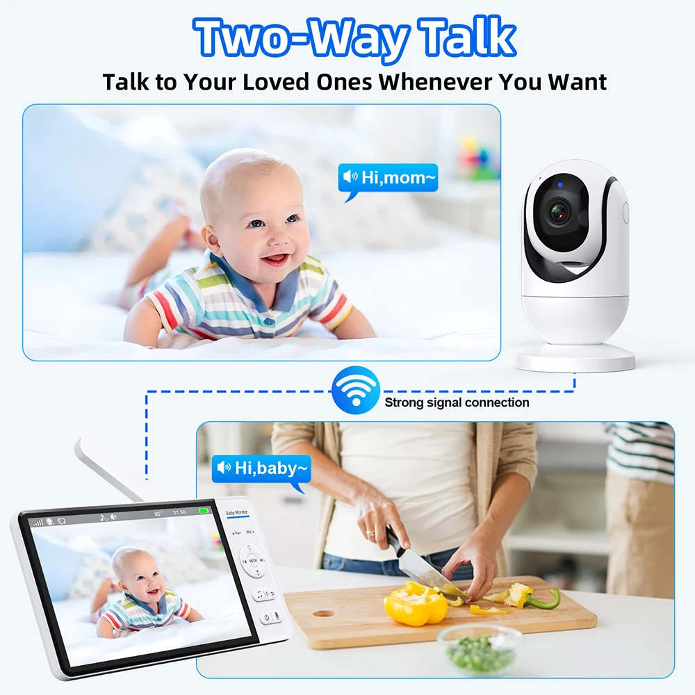 WiFiなし 7インチ ベビーモニター 双方向音声 ナイトビ - Baby Monitor Sensor のレビューと価格