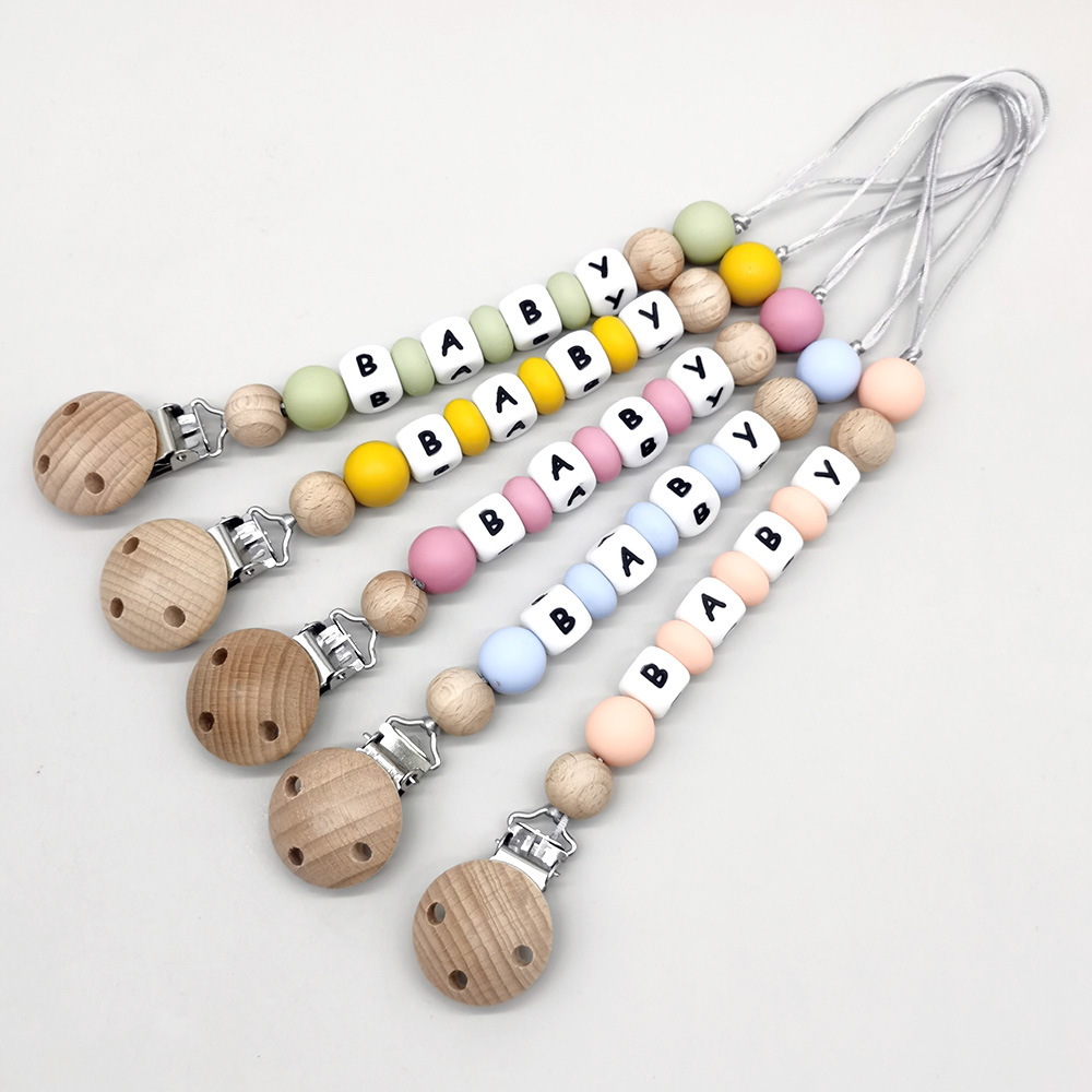 カスタムネームおしゃぶりクリップチェーンシリコンビーズおしゃ - Baby Products のレビューと価格