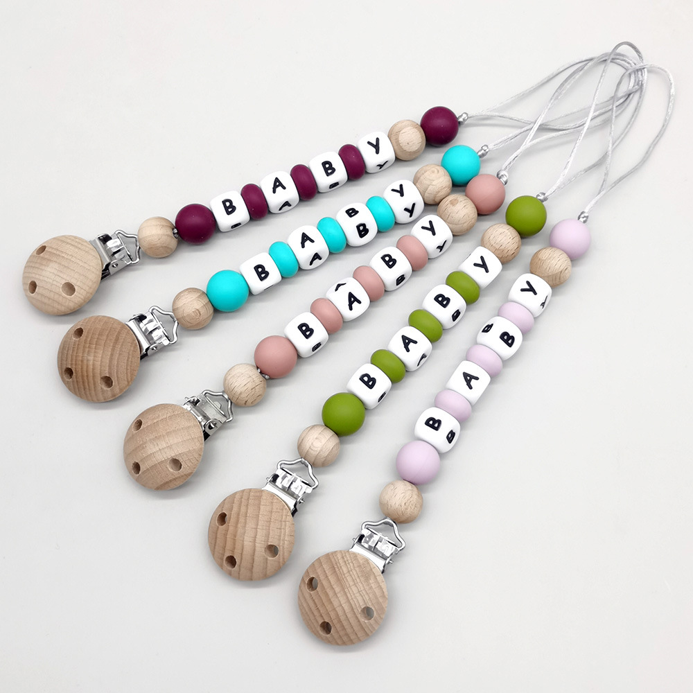 カスタムネームおしゃぶりクリップチェーンシリコンビーズおしゃ - Baby Products のレビューと価格