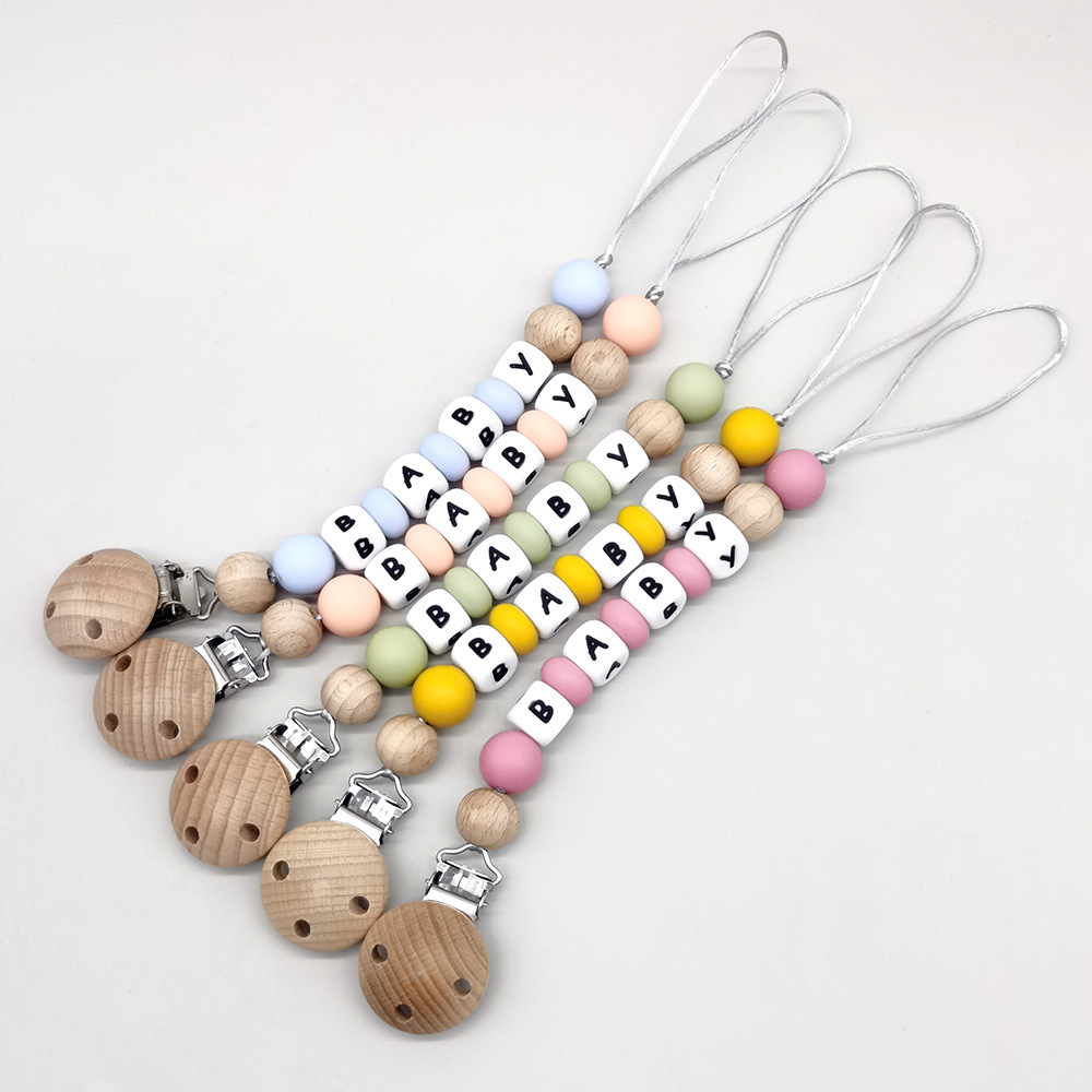 カスタムネームおしゃぶりクリップチェーンシリコンビーズおしゃ - Baby Products のレビューと価格