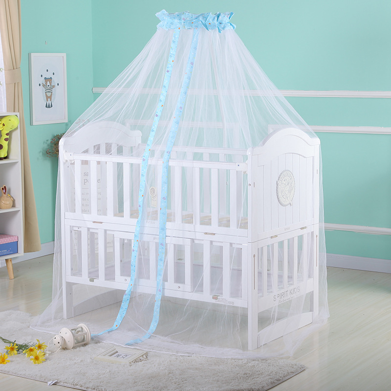 蚊帳ホワイトブルーベビーベッドベッド宮殿蚊帳暗号化された花布 - Baby Products For Summer のレビューと価格