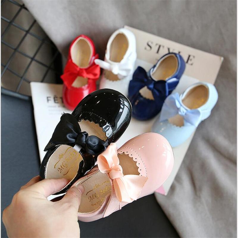 最新の春秋の女の赤ちゃんファッションパテントレザービッグリボ - Baby Products For Summer のレビューと価格