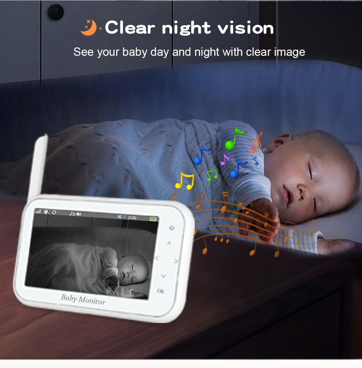 720P ワイヤレス PTZ ベビーモニター温度監視 4.5 - Wireless Baby Monitor のレビューと価格