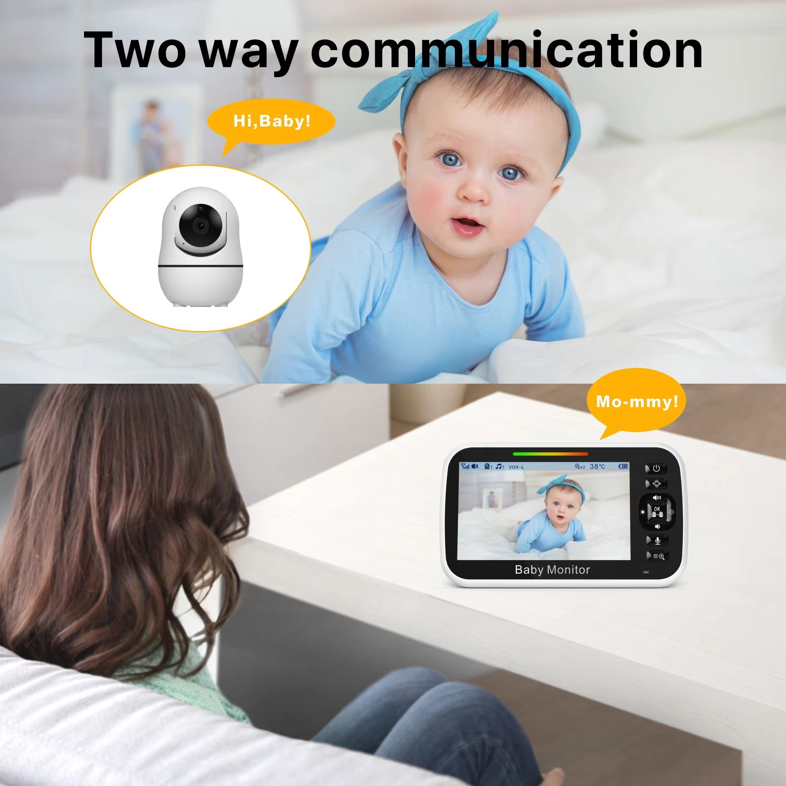 5.0インチ ベビーモニター LCDスクリーン VOXモード - Baby Monitor Sensor のレビューと価格